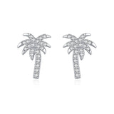 925 Silver Coconut Palm Stud Earrings - Creative Women's Jewelry