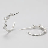 925 Silver Flowers Branches Ear Stud Women Wedding Engagement Jewelry