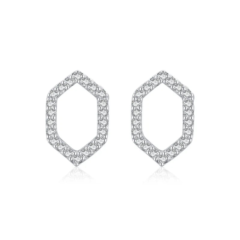925 Silver Rhombus Diamond Stud Earrings