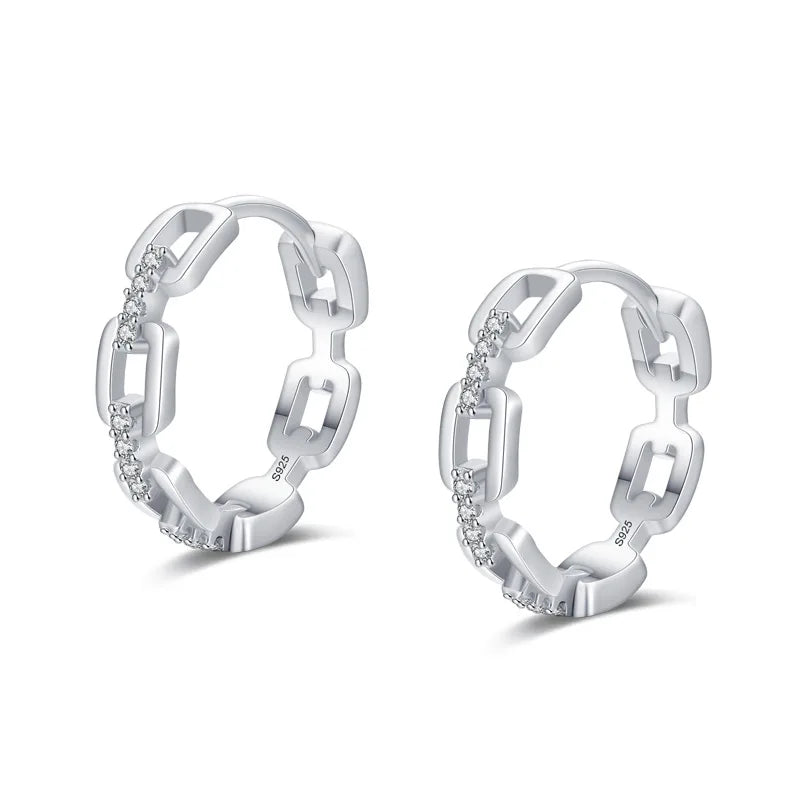 925 Silver Chain Micro Set Diamond Earrings Wedding Gift