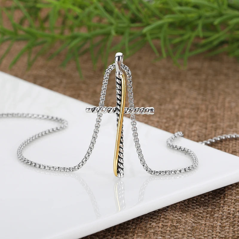 Cross Pendant Necklace Zircon Punk Ladies Men's Jewelry Anniversary Gift