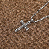 Cross Pendant Necklace Zircon Punk Ladies Men's Jewelry Anniversary Gift