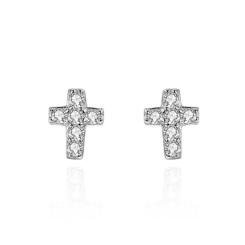 925 Silver Diamond Stud Earrings Wedding Gift Jewelry