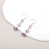 Gemstone Drop Earrings 14K Yellow Round Classic Pendant Boho 925 Sterling Silver