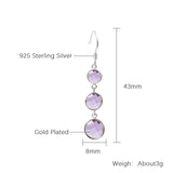 Gemstone Drop Earrings 14K Yellow Round Classic Pendant Boho 925 Sterling Silver