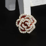Crystal Camellia Brooch Rhinestone Rose Pin Coat Jewelry