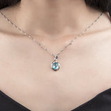 Zircon Stone Pendant Necklace 925 Sterling Silver Fine Jewelry