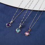 Zircon Stone Pendant Necklace 925 Sterling Silver Fine Jewelry