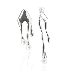 925 Sterling Silver Irregular Pearl Drop Earrings