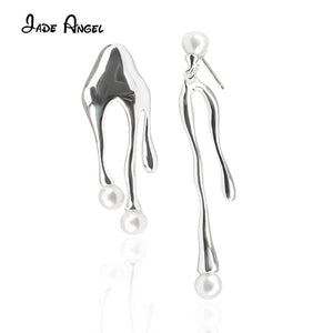 925 Sterling Silver Irregular Pearl Drop Earrings