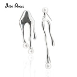 925 Sterling Silver Irregular Pearl Drop Earrings