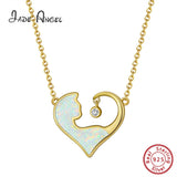 S925 Silver Necklace Heart Of Love Pendant With Opal Stone