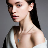 S925 Silver Necklace Heart Of Love Pendant With Opal Stone