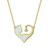 S925 Silver Necklace Heart Of Love Pendant With Opal Stone