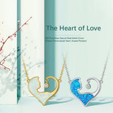 S925 Silver Necklace Heart Of Love Pendant With Opal Stone
