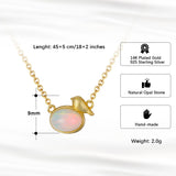 S925 Sterling Silver Necklace 9mm Birds Pendants with Opal Stone