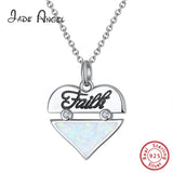 S925 Sterling Silver Heart Of Love Opal Necklace For Women