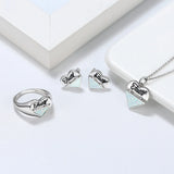 S925 Sterling Silver Heart Of Love Opal Necklace For Women