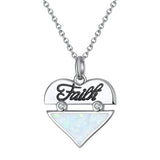 S925 Sterling Silver Heart Of Love Opal Necklace For Women