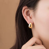 925 Silver Gold-plated Beans Shape Stud Earrings for Women
