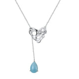 925 Silver Necklace Aquamarine Pendant 14K Jewelry