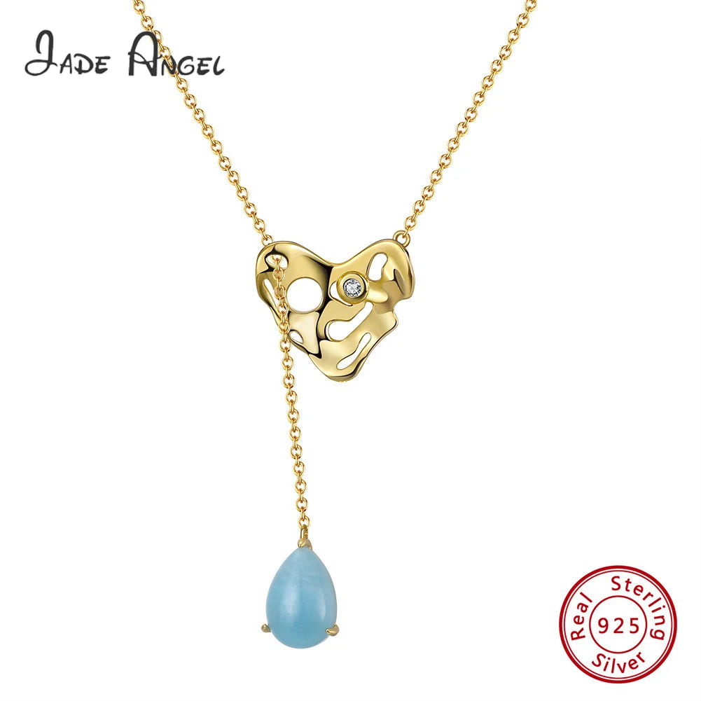 925 Silver Necklace Aquamarine Pendant 14K Jewelry