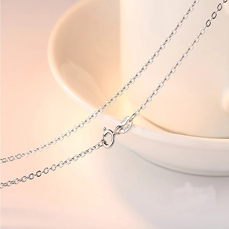 925 Silver Box Chain Necklace for Women 18 inch