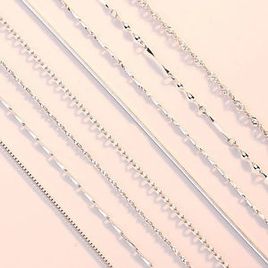 925 Silver Box Chain Necklace for Women 18 inch
