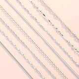 925 Silver Box Chain Necklace for Women 18 inch