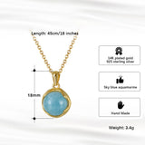 JADE ANGEL925 Silver Necklace Sky-Blue Aquamarine Pendant