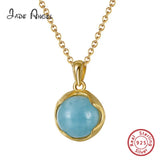 JADE ANGEL925 Silver Necklace Sky-Blue Aquamarine Pendant