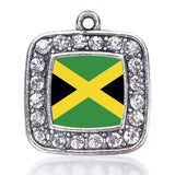 Jamaican Flag Square Charm Antique Silver Plated Jewelry