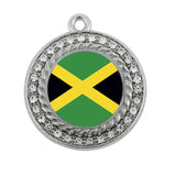 Jamaican Flag Square Charm Antique Silver Plated Jewelry
