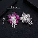 JANKELLY Pink Flower Stud Earrings CZ Wedding Jewelry