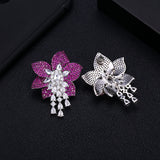 JANKELLY Pink Flower Stud Earrings CZ Wedding Jewelry