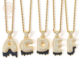 Zircon Bubble Letter Pendant Necklace Silver Men