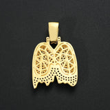 Two-Tone Zircon Bubble Letter Pendant Necklace 24" Chain For Men
