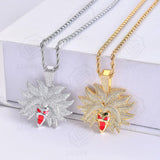 Hip-Hop Cartoon Pendant Necklace Silver with Rope Chain