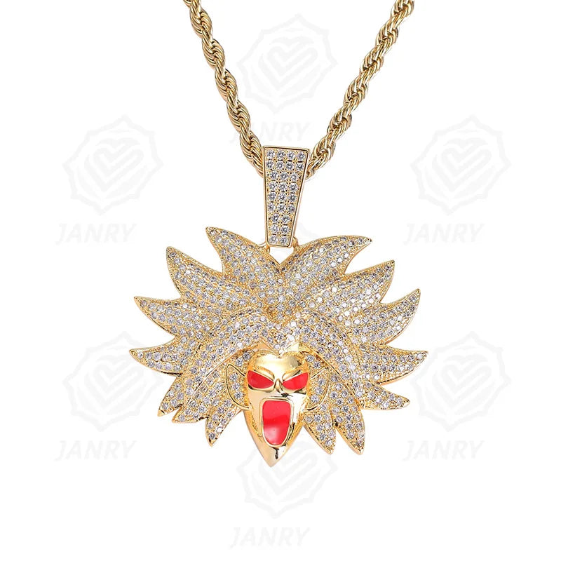 Hip-Hop Cartoon Pendant Necklace Silver with Rope Chain
