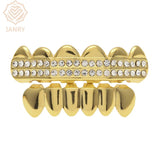 JANRY Hip Hop Fit 2 ROWS CZ Grillz Top Bottom Bling Grills