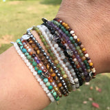 925 Silver Beads Tag Bracelet Natural Stone Gemstone Gift