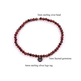 925 Silver Beads Tag Bracelet Natural Stone Gemstone Gift