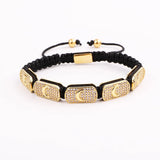 CZ Micro Pave Star Moon Charm Macrame Bracelet