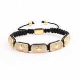 CZ Micro Pave Star Moon Charm Macrame Bracelet