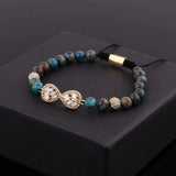 CZ Infinity Charm Natural Stone Beads Macrame Bracelet