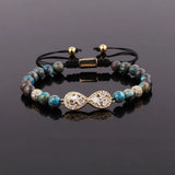 CZ Infinity Charm Natural Stone Beads Macrame Bracelet