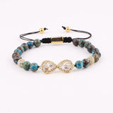 CZ Infinity Charm Natural Stone Beads Macrame Bracelet