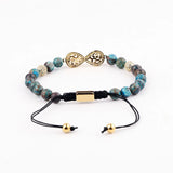 CZ Infinity Charm Natural Stone Beads Macrame Bracelet