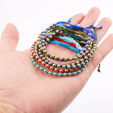 Stainless Steel Beads Knot Braided Macrame Adjustable Bracelet Men Women