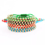 Stainless Steel Beads Knot Braided Macrame Adjustable Bracelet Men Women